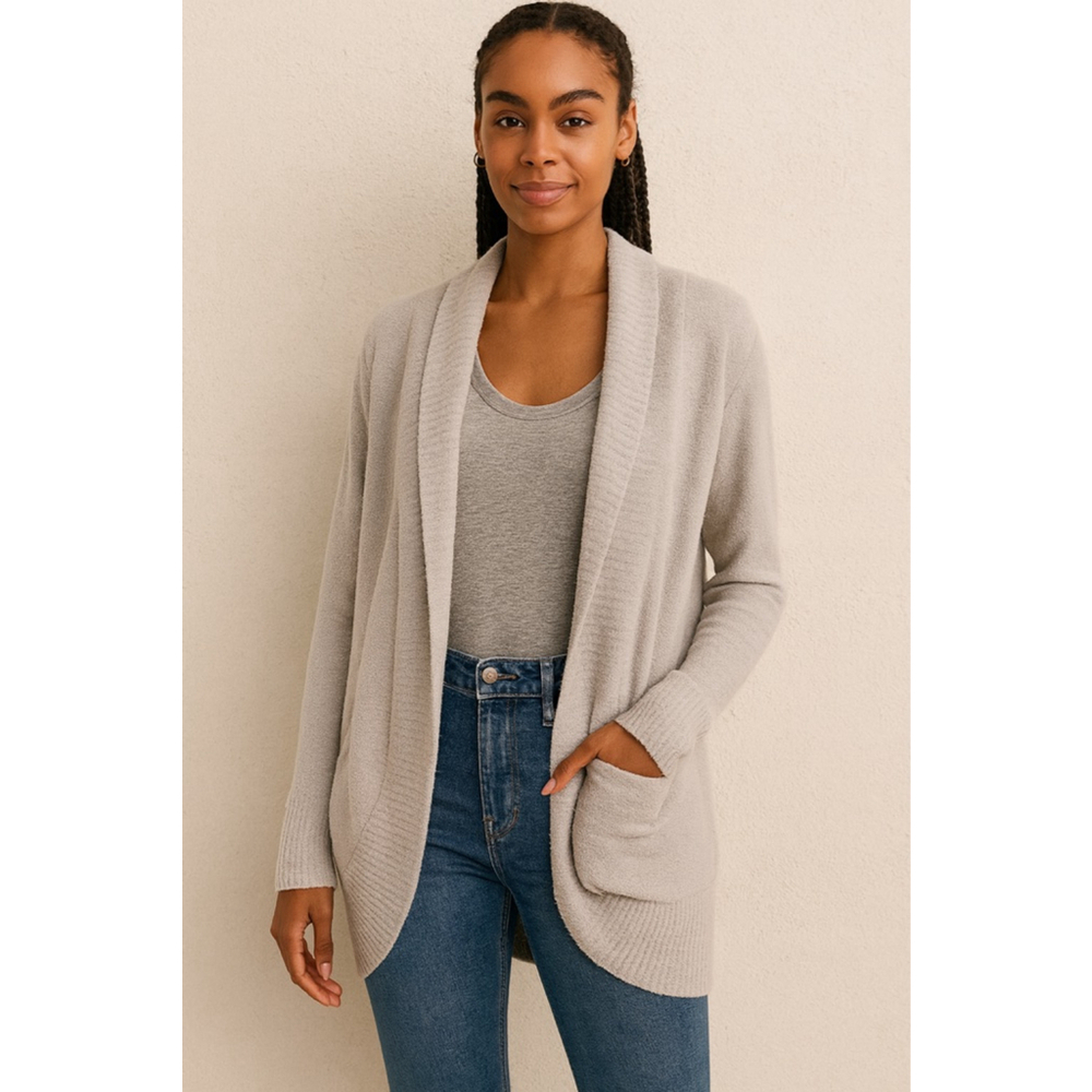 Barefoot Dreams CozyChic Lite Open Cardigan XS/S Pink Beige Soft Sweater